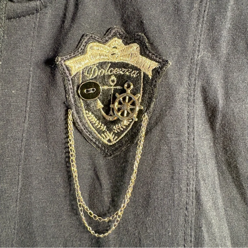 Dolcezza Navy Hooded Vest with anchor and Chain Details, approx Size XL - Picture 3 of 9